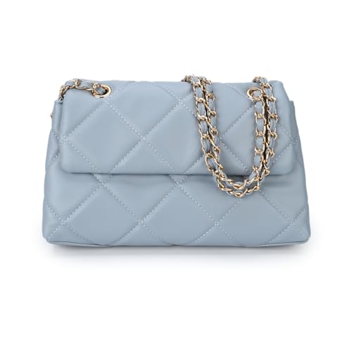 Gladdon Schultertasche mit mehreren Taschen für Damen, Rautenmuster, Umhängetasche, weiches Leder, gesteppt, Handtasche mit verschiebbarem Kettenriemen, blau, Tragetaschen Gladdon Schultertasche mit mehreren Taschen für Damen, Rautenmuster, Umhängetasche, weiches Leder, gesteppt, Handtasche mit verschiebbarem Kettenriemen, blau, Tragetaschen von Gladdon
