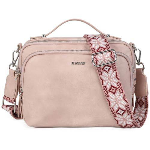 Gladdon Umhängetasche Damen, Schultertasche mit Reißverschluss, Crossbody Bag, Leder handtasche klein, Breite Schultergurte Jacquard-Gewebe Gladdon Umhängetasche Damen, Schultertasche mit Reißverschluss, Crossbody Bag, Leder handtasche klein, Breite Schultergurte Jacquard-Gewebe von Gladdon