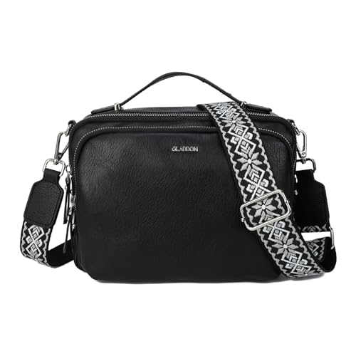 Gladdon Umhängetasche Damen, Schultertasche mit Reißverschluss, Crossbody Bag, Leder handtasche klein, Breite Schultergurte Jacquard-Gewebe Gladdon Umhängetasche Damen, Schultertasche mit Reißverschluss, Crossbody Bag, Leder handtasche klein, Breite Schultergurte Jacquard-Gewebe von Gladdon