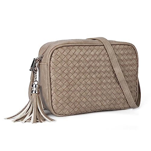 Gladdon Umhängetasche Damen klein,Kleine Handtasche Damen,Elegante geflochtene Umhängetasche mit Quasten von Gladdon