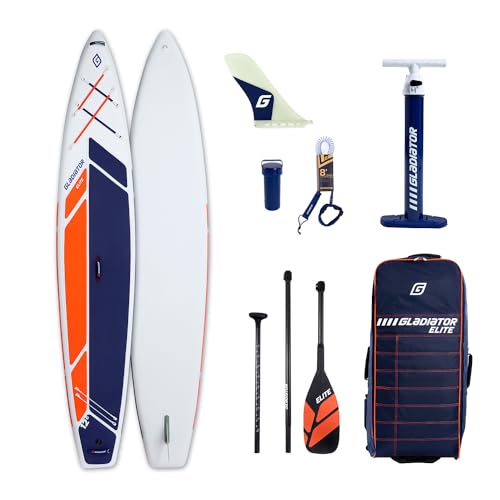 Gladiator Stand Up Paddling Board Set | Elite 2023 | Extrem leicht | Full Carbon Paddel | 1000D PVC | Inkl. Rucksack, Pumpe, Reparaturset | Finne | 26 psi | Bedienungsanleitung von Gladiator