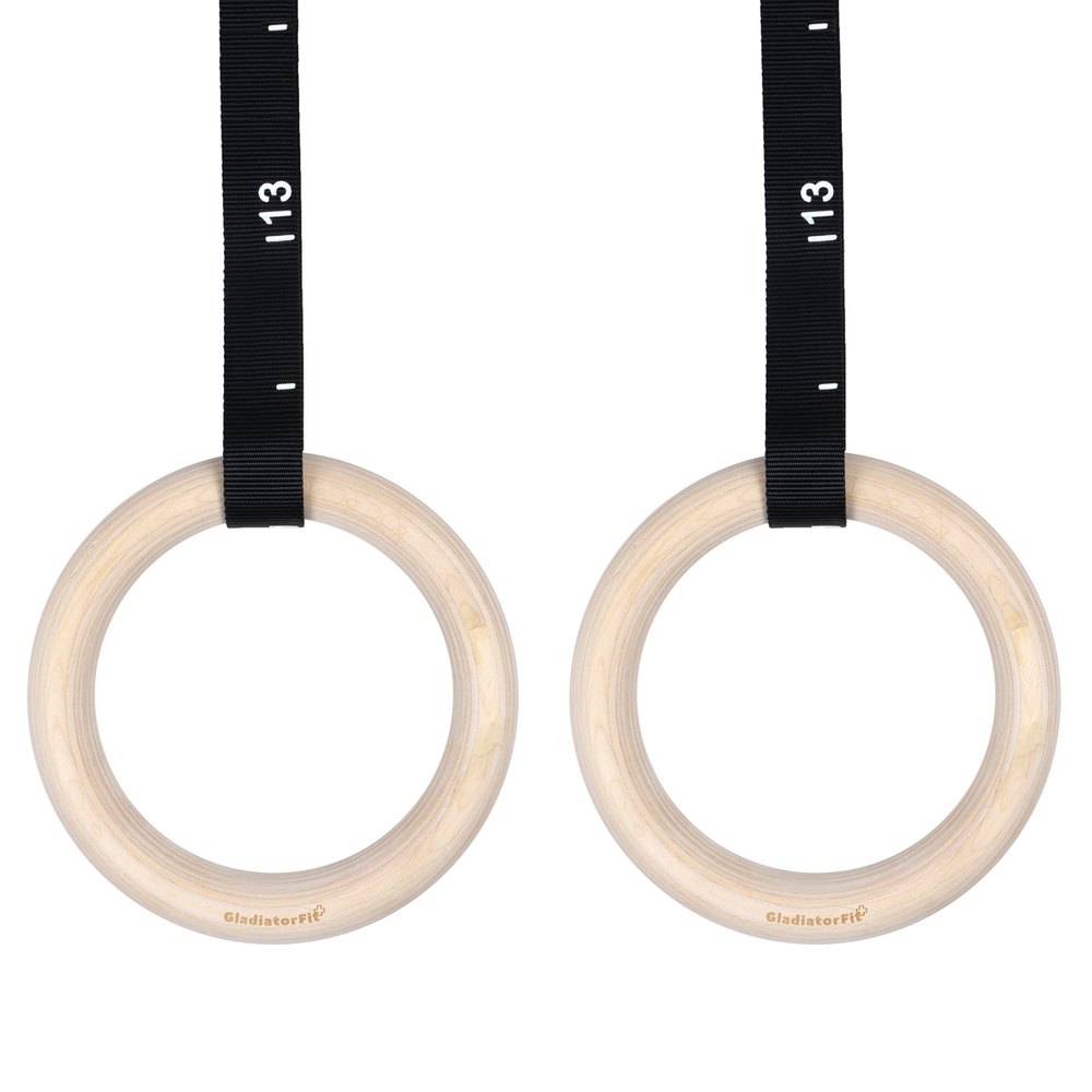 Gladiatorfit Gymnastics Rings-wooden Crosstraining 32 Mm+adjustable Straps Beige 450x4.5x4.5 cm von Gladiatorfit