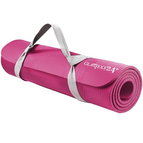 Glamexx24 Gymnastikmatte Fitnessmatte Premium Yogamatte, rutschfest und dick extra Größen, inkl. Tragegurt, Übungsposter, hautfreundlich und phthalatfrei, ideal für Pilates, Gymnastik und Yoga von Glamexx24