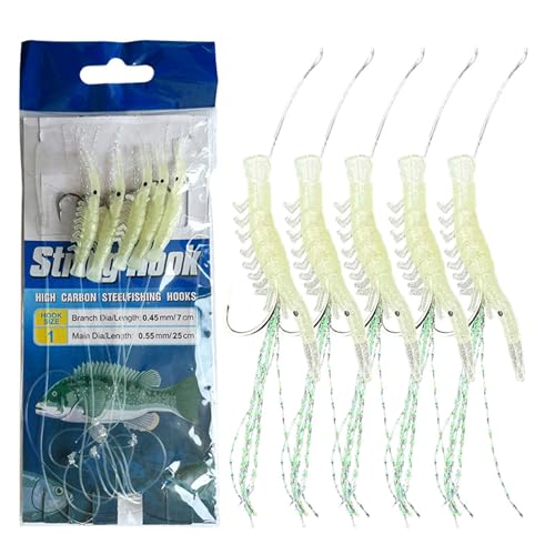 Pack Glow Fishing Rigs Forellen Angelgerät Angelköder Rigs Shrimp String Hook Angelköder Garnelenköder von Glanhbnol