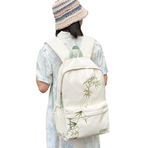 Student Schulrucksack Frau Große Kapazität Laptop Rucksack Mann Casual Daypacks Asiatischer Bambus Rucksack Reiserucksack von Glanhbnol