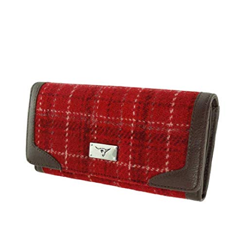 Glen Appin Harris Tweed Damen Bute Umstülpen Geldbörse LB2000 - Farbe 102 Rot, Large von Glen Appin