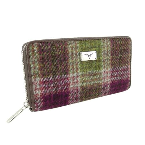 Glen Appin Harris Tweed Geldbörse mit Reißverschluss, groß, LB2100 Staffa, Farbe 125 Heather von Glen Appin