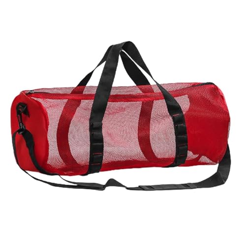Glenmi Mesh-Sporttasche – kompakt und leicht zu tragen, aus strapazierfähigem Mesh-Material, ideal for die effiziente Organisation Ihrer Ausrüstung während des Trainings.(Red) von Glenmi