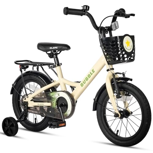 Glerc Bubble 12 Zoll Kinderfahrrad für 1 2 3 4 Jahre alte kleine Jungen & Mädchen Fahrräder mit Korbstabilisatoren und Gepäckträger, Beige Glerc Bubble 12 Zoll Kinderfahrrad für 1 2 3 4 Jahre alte kleine Jungen & Mädchen Fahrräder mit Korbstabilisatoren und Gepäckträger, Beige von Glerc