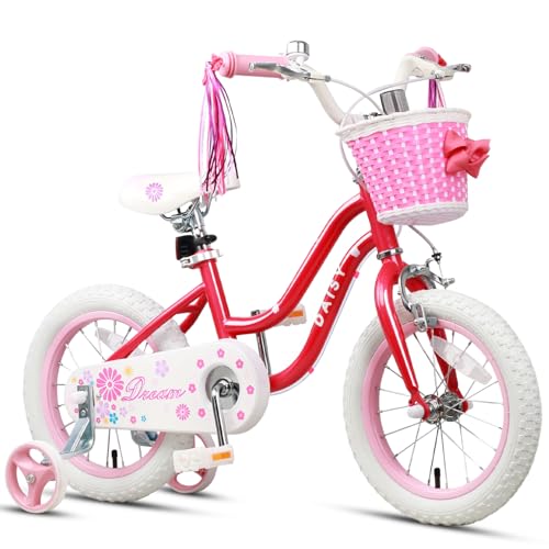 Glerc Daisy 16 Zoll Kinderfahrrad Alter 4 5 6 7 Jahre alte Mädchen Fahrrad mit Stützrädern & Korb & Luftschlangen,rot Glerc Daisy 16 Zoll Kinderfahrrad Alter 4 5 6 7 Jahre alte Mädchen Fahrrad mit Stützrädern & Korb & Luftschlangen,rot von Glerc