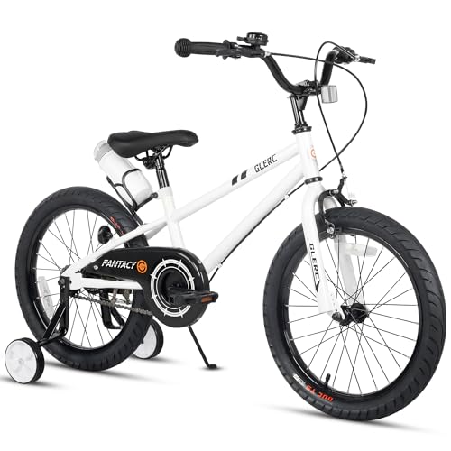 Glerc Kinderfahrrad 18 Zoll Fahrrad mit Stützrädern & Flaschenhalter für 6 7 8 9 10 Jahre alte Jungen und Mädchen, Weiß Glerc Kinderfahrrad 18 Zoll Fahrrad mit Stützrädern & Flaschenhalter für 6 7 8 9 10 Jahre alte Jungen und Mädchen, Weiß von Glerc