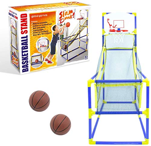 Global Gizmos 55639 Arcade Basketballkorb/Indoor/Outdoor/Einfache Montage / 2 Bälle & Pumpe im Lieferumfang enthalten/Kinderspiele / 86 cm x 46 cm x 139 cm, Blau & Gelb Global Gizmos 55639 Arcade Basketballkorb/Indoor/Outdoor/Einfache Montage / 2 Bälle & Pumpe im Lieferumfang enthalten/Kinderspiele / 86 cm x 46 cm x 139 cm, Blau & Gelb von Global Gizmos