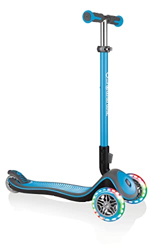 GLOBBER Elite Deluxe Lights – Tretroller Kinder, 120/80 mm, ABEC 5, 3-rädrig, höhenverstellbar, LED-Rollen, hellblau GLOBBER Elite Deluxe Lights – Tretroller Kinder, 120/80 mm, ABEC 5, 3-rädrig, höhenverstellbar, LED-Rollen, hellblau von Globber