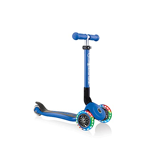 GLOBBER JUNIOR Foldable Lights – Tretroller, 120/80 mm, ABEC 5, 3-rädrig, LED-Leuchtrollen, dunkelblau GLOBBER JUNIOR Foldable Lights – Tretroller, 120/80 mm, ABEC 5, 3-rädrig, LED-Leuchtrollen, dunkelblau von Globber