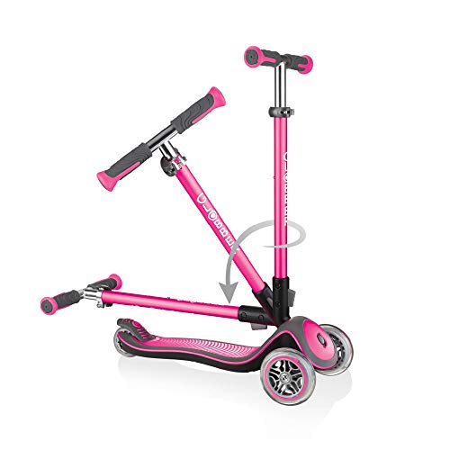 Globber Elite Deluxe Lights – Tretroller Kinder, 120/80 mm, ABEC 5, 3-rädrig, höhenverstellbar, LED-Rollen, Pink Globber Elite Deluxe Lights – Tretroller Kinder, 120/80 mm, ABEC 5, 3-rädrig, höhenverstellbar, LED-Rollen, Pink von Globber
