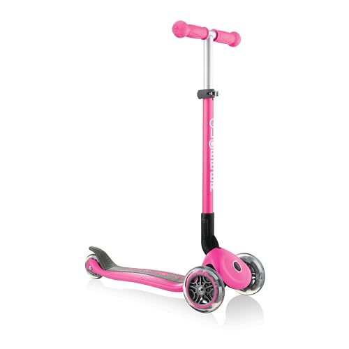 Globber Primo Foldable – Tretroller Kinder, 120/80 mm, ABEC 5, 3-rädrig, höhenverstellbar, neon pink von Globber