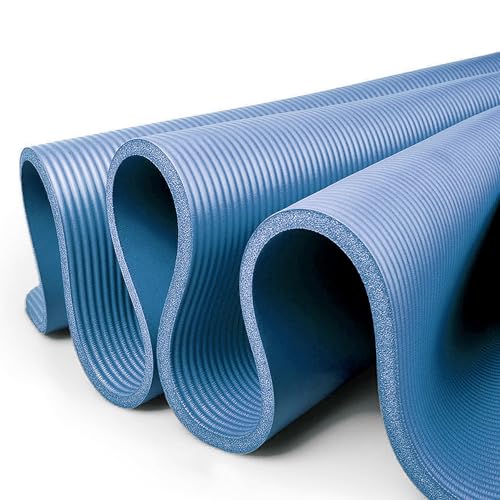 Gloop XXL Yogamatte Pilates-Matte Gymnastikmatte Fitnessmatte Fitnessmatte mit Tragegurt Phthalatfrei SGS-geprüft aus NBR 205x130x1,5 cm starke Dicke verschiedene Größen (Blau, 205x120x1.5cm) von Gloop