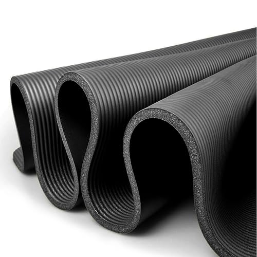 Gloop XXL Yogamatte Pilates-Matte Gymnastikmatte Fitnessmatte Fitnessmatte mit Tragegurt Phthalatfrei SGS-geprüft aus NBR 205x130x1,5 cm starke Dicke verschiedene Größen (Schwarz, 205x120x1.5cm) von Gloop