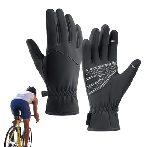 Winter-Fahrradhandschuhe, Handschuhe für kaltes Wetter - Thermohandschuhe zum Laufen - Reflektierende Touchscreen-Finger, rutschfeste Gel-Pads, warme Motorradhandschuhe zum Reiten, Fahren, Schneemobil von Glugahrif