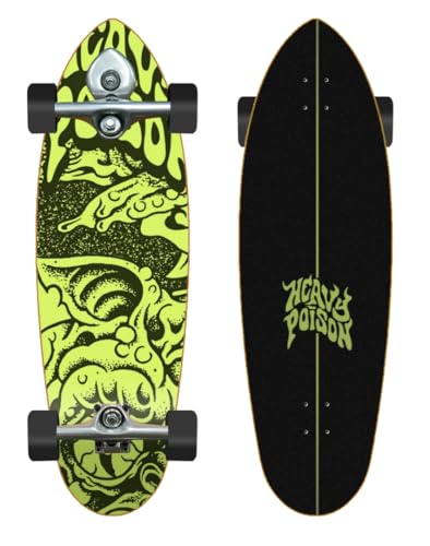 Heavy Poison Surfskate Complete with Buri Surfskate Skateboard Trucks - Monster Fluor 32,5 Deep von Glutier