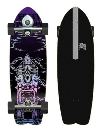 Heavy Poison Surfskate Complete with Buri Surfskate Skateboard Trucks - Temple Dark 29 Fish von Glutier