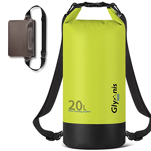 Glymnis Dry Bag wasserdichte Tasche 10L 20L Wasserdichter Packsack mit Bauchtasche und Tragegurt Waterproof für Wassersport Strand Schwimmen Bootfahren Reisen Camping von Glymnis