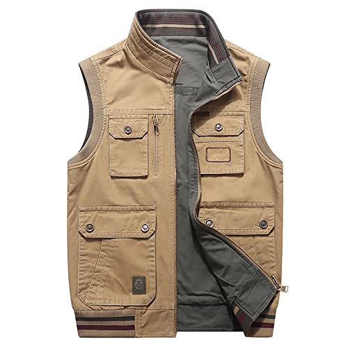 Gmjay Angel Weste mit Mehreren Taschen Jagd und Anglerweste Arbeitsweste Multifunktions Vest Ärmellos Angeljacke für Angeln Fliegenfischen Outdoor Fotografie Jagdfischen Fischerweste Sommer,Beige,8XL von Gmjay