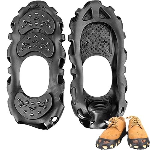 Gmokluytw Eisschuh-Greifer – Metall-Stollen Steigeisen für Wanderstiefel, 30 Legierungsnieten, Schuhspikes, Griffe, Traktion, Outdoor-Dachstiefel, Pads für Winterwandern, Klettern, Eisangeln von Gmokluytw