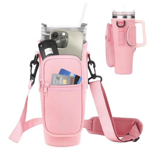 GmwyCzV Stanley Cup Tasche, Wasserflaschenhalter Tragetasche für Stanley Cup 40oz mit Handyfach, Verstellbarem Riemen, Stanley Cup Zubehör Tasche für Reisen Wandern Laufen Radfahren, Hellrosa GmwyCzV Stanley Cup Tasche, Wasserflaschenhalter Tragetasche für Stanley Cup 40oz mit Handyfach, Verstellbarem Riemen, Stanley Cup Zubehör Tasche für Reisen Wandern Laufen Radfahren, Hellrosa von GmwyCzV