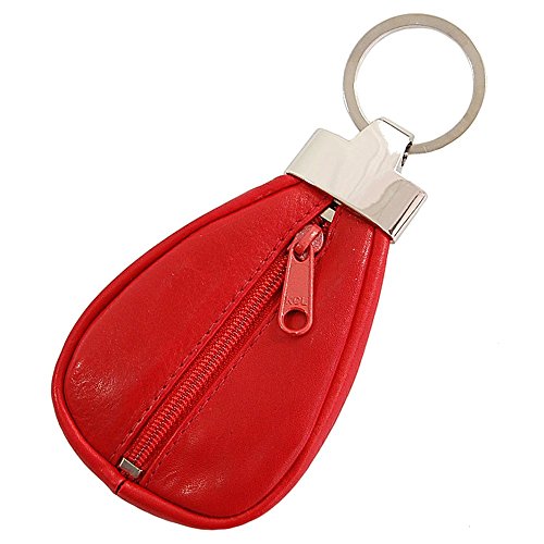 GoBago Branco Schlüsselanhänger Leder Geldbeutel Börse Schlüssel Schlüsseletui Mini Geldbörse Schlüsseltasche Schlüsselanhänger mit Reißverschlussfach Minibörse (Rot) von GoBago
