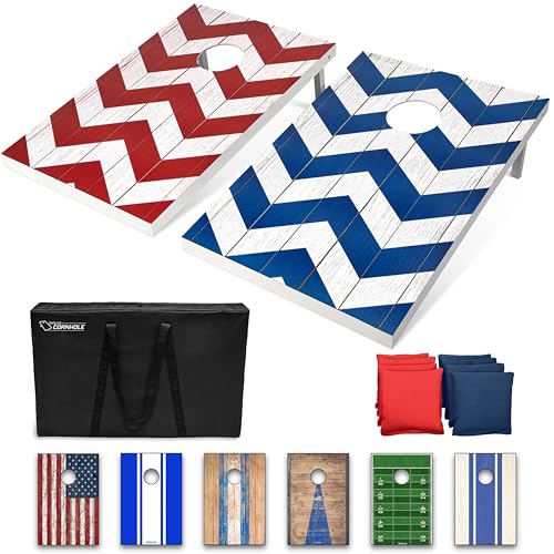 GoSports Cornhole-Spiel-Set mit Chevron-Design, 90 x 50 cm, inkl. 2 Brettern, 8 Sitzsäcken und Tragetasche GoSports Cornhole-Spiel-Set mit Chevron-Design, 90 x 50 cm, inkl. 2 Brettern, 8 Sitzsäcken und Tragetasche von GoSports