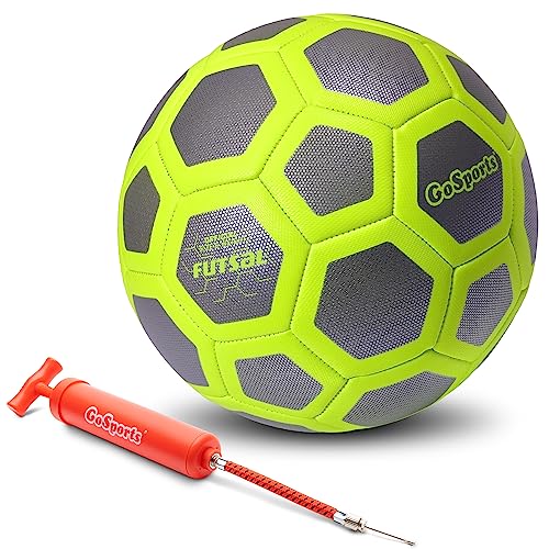 GoSports Elite Futsal Ball – ideal für Indoor- oder Outdoor-Futsal-Spiele oder zum Üben – wählen Sie zwischen Einzel- oder Sechserpack – inklusive Pumpe von GoSports