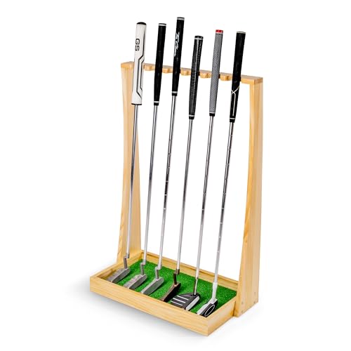 GoSports Premium Golf-Putterständer aus Holz, für 6 Schläger, Natur von GoSports