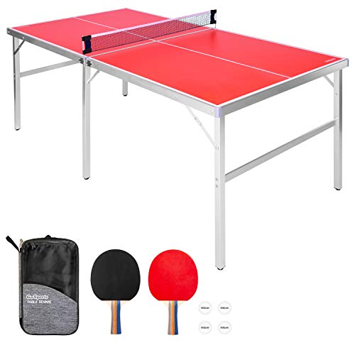 GoSports Mittelgroßes Tischtennis-Spielset – Indoor/Outdoor tragbares Tischtennisspiel mit Netz, 2 Tischtennisschlägern und 4 Bällen von GoSports