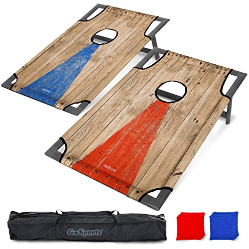 GoSports Tragbares Cornhole Toss Spiel-Set mit PVC-Rahmen, mit 8 Sitzsäcken und Tragetasche, wählen Sie Ihren Stil von GoSports