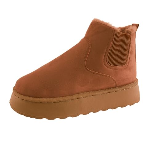 Godoboo Winterschuhe Damen Kurz Warm Gefüttert Stiefelette Boots Mini-Stiefel für Frauen Bequem Flache Schuhe rutschfeste Winterstiefel von Godoboo