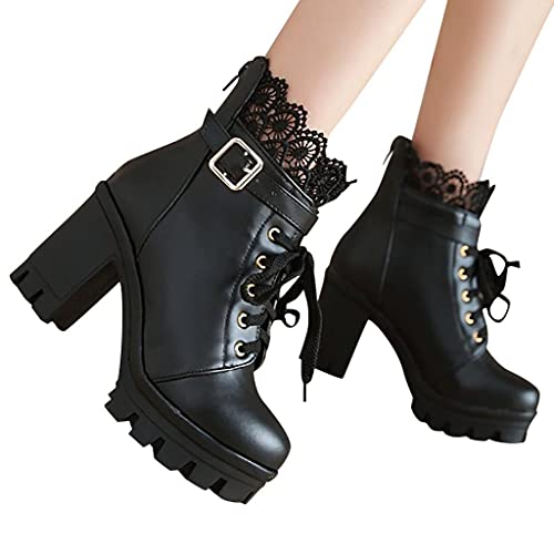 Godom Stiefeletten Damen mit Absatz Retro Leopardenmuster Hochhackige Stiefel Kurze Stiefel Wasserdicht Gummistiefel Flache Sandalen Herbst Stiefel Ritterstiefel Knöchel Schuhe Sneaker Schneestiefel von Godom