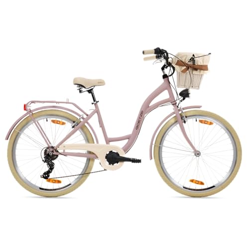 Goetze Mood 26 Zoll Damen Citybike, 17 Zoll Tiefeinsteiger Rahmen, 6-Gang Kettenschaltung, V-Bremse, LED-Beleuchtung, Gepäckträger, Komfortsattel, Schutzbleche, Rattankorb mit Stoffeinsatz! Goetze Mood 26 Zoll Damen Citybike, 17 Zoll Tiefeinsteiger Rahmen, 6-Gang Kettenschaltung, V-Bremse, LED-Beleuchtung, Gepäckträger, Komfortsattel, Schutzbleche, Rattankorb mit Stoffeinsatz! von Goetze