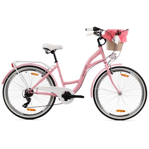 Goetze Mood 26 Zoll Damen Citybike, 17 Zoll Tiefeinsteiger Rahmen, 6-Gang Kettenschaltung, V-Bremse, LED-Beleuchtung, Gepäckträger, Komfortsattel, Schutzbleche, Rattankorb mit Stoffeinsatz! Goetze Mood 26 Zoll Damen Citybike, 17 Zoll Tiefeinsteiger Rahmen, 6-Gang Kettenschaltung, V-Bremse, LED-Beleuchtung, Gepäckträger, Komfortsattel, Schutzbleche, Rattankorb mit Stoffeinsatz! von Goetze