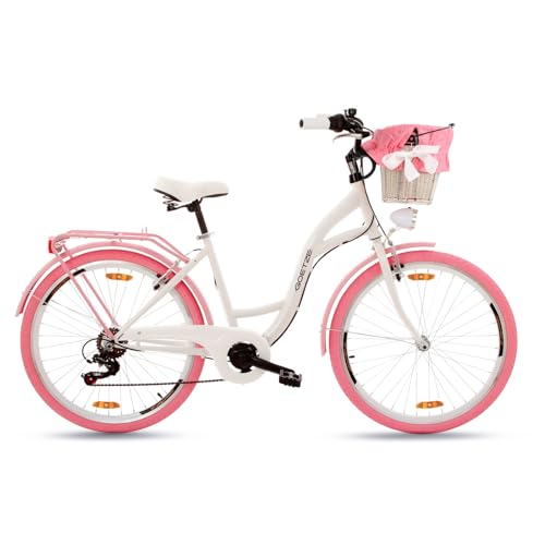 Goetze Mood 26 Zoll Damen Citybike, 17 Zoll Tiefeinsteiger Rahmen, 6-Gang Kettenschaltung, V-Bremse, LED-Beleuchtung, Gepäckträger, Komfortsattel, Schutzbleche, Rattankorb mit Stoffeinsatz! Goetze Mood 26 Zoll Damen Citybike, 17 Zoll Tiefeinsteiger Rahmen, 6-Gang Kettenschaltung, V-Bremse, LED-Beleuchtung, Gepäckträger, Komfortsattel, Schutzbleche, Rattankorb mit Stoffeinsatz! von Goetze