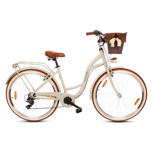 Goetze Mood 28 Zoll Damen Citybike, 18 Zoll Alu Rahmen, 7-Gang Kettenschaltung, V-Bremsen, LED-Beleuchtung, Gepäckträger, Komfortsattel, Schutzbleche, Rattankorb, Leicht & Alltagstauglich Goetze Mood 28 Zoll Damen Citybike, 18 Zoll Alu Rahmen, 7-Gang Kettenschaltung, V-Bremsen, LED-Beleuchtung, Gepäckträger, Komfortsattel, Schutzbleche, Rattankorb, Leicht & Alltagstauglich von Goetze