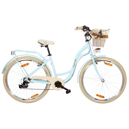 Goetze Mood 28 Zoll Damen Citybike, 18 Zoll Alu Rahmen, 7-Gang Kettenschaltung, V-Bremsen, LED-Beleuchtung, Gepäckträger, Komfortsattel, Schutzbleche, Rattankorb, Leicht & Alltagstauglich Goetze Mood 28 Zoll Damen Citybike, 18 Zoll Alu Rahmen, 7-Gang Kettenschaltung, V-Bremsen, LED-Beleuchtung, Gepäckträger, Komfortsattel, Schutzbleche, Rattankorb, Leicht & Alltagstauglich von Goetze