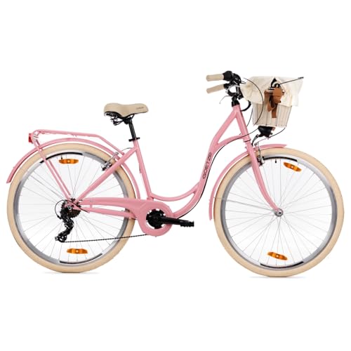 Goetze Mood 28 Zoll Damen Citybike, 18 Zoll Rahmen, 7-Gang Kettenschaltung, V-Bremse, LED-Beleuchtung, Gepäckträger, Komfortsattel, Schutzbleche, Rattankorb mit Stoffeinsatz, Stillvolle New Line! Goetze Mood 28 Zoll Damen Citybike, 18 Zoll Rahmen, 7-Gang Kettenschaltung, V-Bremse, LED-Beleuchtung, Gepäckträger, Komfortsattel, Schutzbleche, Rattankorb mit Stoffeinsatz, Stillvolle New Line! von Goetze
