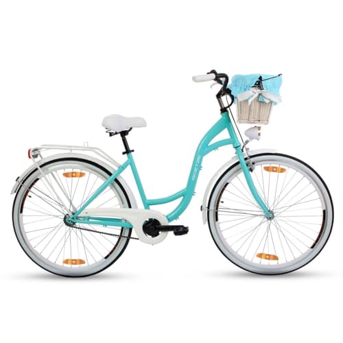 Goetze Style 26 Zoll Damen Citybike, Tiefeinsteiger, 1-Gang, Rücktrittbremse, LED-Beleuchtung, Gepäckträger, Komfortsattel, Schutzbleche, Rattankorb mit Stoffeinsatz, Hollandrad für Stadt & Einkauf! Goetze Style 26 Zoll Damen Citybike, Tiefeinsteiger, 1-Gang, Rücktrittbremse, LED-Beleuchtung, Gepäckträger, Komfortsattel, Schutzbleche, Rattankorb mit Stoffeinsatz, Hollandrad für Stadt & Einkauf! von Goetze