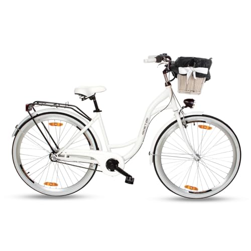 Goetze Style 28 Zoll Damen Citybike, 18 Zoll Tiefeinsteiger Rahmen, 3-Gang Nabenschaltung, Rücktrittbremse, LED-Beleuchtung, Gepäckträger, Komfortsattel, Schutzbleche, Rattankorb mit Stoffeinsatz! Goetze Style 28 Zoll Damen Citybike, 18 Zoll Tiefeinsteiger Rahmen, 3-Gang Nabenschaltung, Rücktrittbremse, LED-Beleuchtung, Gepäckträger, Komfortsattel, Schutzbleche, Rattankorb mit Stoffeinsatz! von Goetze