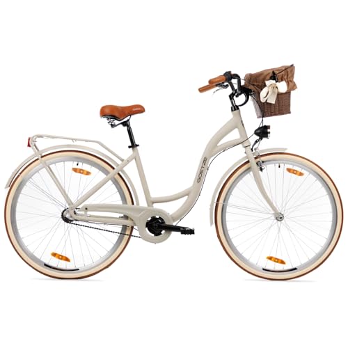 Goetze Style 28 Zoll Damen Citybike, 18 Zoll Aluminiumrahmen, Tiefeinsteiger, 3-Gang Nabenschaltung, Rücktrittbremse, LED-Beleuchtung, Gepäckträger, Komfortsattel, Rattankorb mit Stoffeinsatz! Goetze Style 28 Zoll Damen Citybike, 18 Zoll Aluminiumrahmen, Tiefeinsteiger, 3-Gang Nabenschaltung, Rücktrittbremse, LED-Beleuchtung, Gepäckträger, Komfortsattel, Rattankorb mit Stoffeinsatz! von Goetze