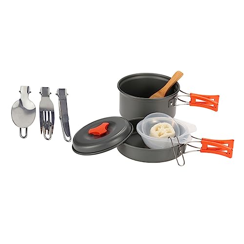 Gogogmee 1 Satz Outdoor-campingtopf Campingpfannen Outdoor-kochgeschirr Griddle-zubehör-kit Überlebensrucksäcke Tragbare Kochkombinationen Camping-kochgeschirr-Set Aluminiumlegierung von Gogogmee