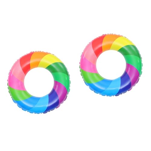 Gogogmee 2St Regenbogen-Schwimmring Spaßbecken schwimmt Sommer Wasserspielzeug Floats für den Pool Strandspielzeug Schwimmen sicherer Schwimmring Aufblasbarer Schwimmring PVC Colorful von Gogogmee