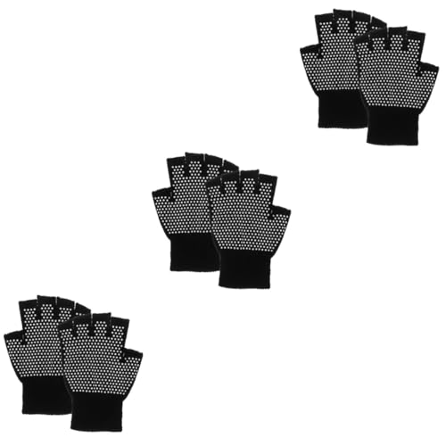 Gogogmee 3St rutschfeste Handschuhe Yoga Handschuhe Fitness Handschuhe Baumwoll handschuh Yoga zubehör Baumwoll-Handschuhe Yoga-Handschuhe Fingerlose Handschuhe Halbfingerhandschuhe Black von Gogogmee