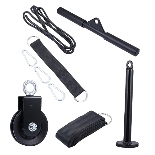 Gogogmee 9st Fitness-kit Einzelnes Trizepsseil Spannseil Fitness-anschlusskabel Heimfitnessgeräte Befestigungsstange Für Kabelmaschinen Trizeps Trainieren Down-Kabel Seilzug Metall Black von Gogogmee